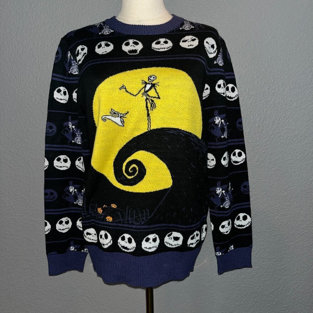 DISNEY THE NIGHTMARE BEFORE CHRISTMAS JACK SKELLINGTON KNIT SWEATER - EUC - M